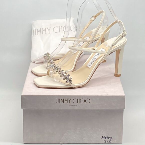 Jimmy Choo Meira Crystal Embellished Nappa Sandal size 37.5 - Picture 3 of 15
